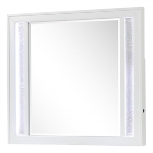 Abigale Mirror for Dresser clean frame with integrated vertical LED lighting in White - Dresser not included