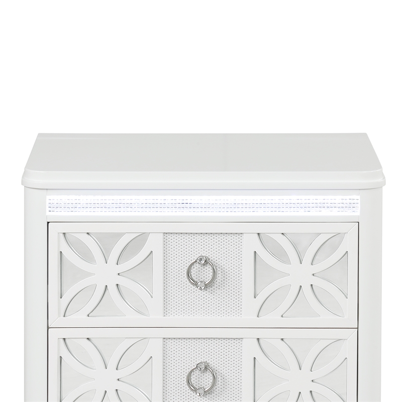 Abigale 2 Drawer Wood Nightstand with Overlay Design in White