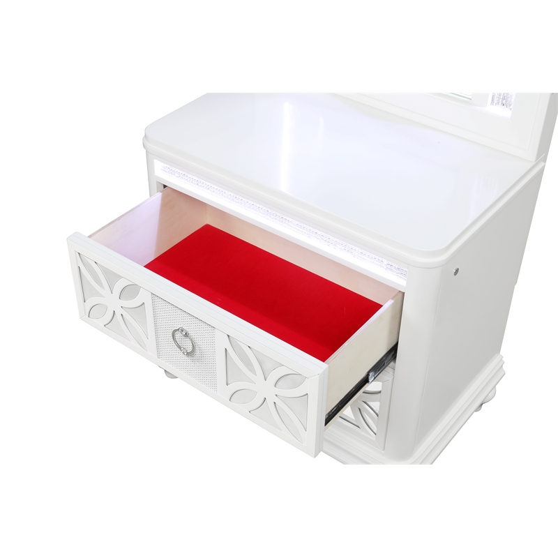 Abigale 2 Drawer Wood Nightstand with Overlay Design in White