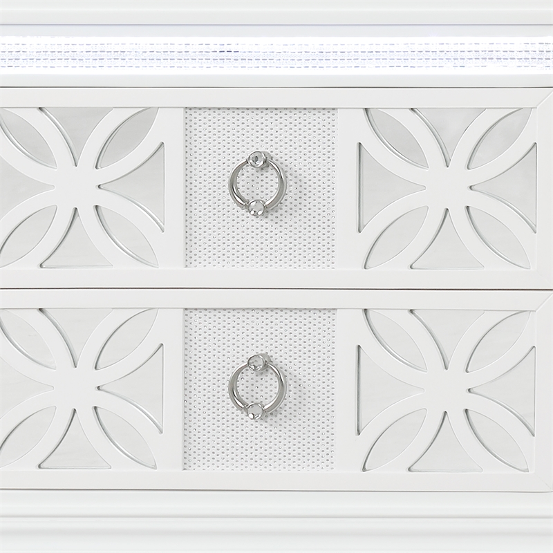 Abigale 2 Drawer Wood Nightstand with Overlay Design in White