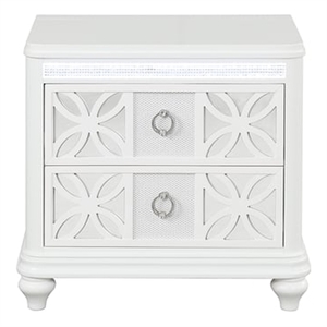 Abigale 2 Drawer Nightstand with Convenient storage & Matching overlay design in White