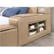 ZOYA Queen Size Bed with Massager Made with Wood and Faux Leather in Caramel
