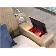 ZOYA Queen Size Bed with Massager Made with Wood and Faux Leather in Caramel