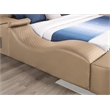 ZOYA King Size Bed with Massager Made with Wood and Faux Leather in Caramel
