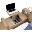 ZOYA King Size Bed with Massager Made with Wood and Faux Leather in Caramel