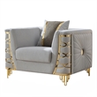 CONTESSA Modern Luxe Upholstered Accent Chair in Gray with Gold Frame