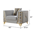 CONTESSA Modern Luxe Upholstered Accent Chair in Gray with Gold Frame