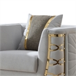 CONTESSA Modern Luxe Upholstered Accent Chair in Gray with Gold Frame