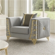 CONTESSA Modern Luxe Upholstered Accent Chair in Gray with Gold Frame