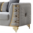 CONTESSA Modern Luxe Upholstered Loveseat in Gray with Gold Accents