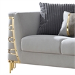 CONTESSA Modern Luxe Upholstered Loveseat in Gray with Gold Accents