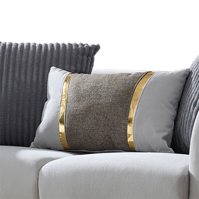 CONTESSA Modern Luxe Upholstered Loveseat in Gray with Gold Accents