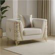 CONTESSA Modern Luxe Upholstered Accent Chair in Beige with Gold Frame