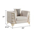 CONTESSA Modern Luxe Upholstered Accent Chair in Beige with Gold Frame