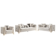 CONTESSA Modern Luxe Upholstered Accent Chair in Beige with Gold Frame