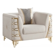 CONTESSA Modern Luxe Upholstered Accent Chair in Beige with Gold Frame