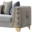 Contessa Modern Luxe Upholstered Sofa with Gold Frame Accents in Gray