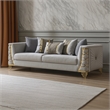Contessa Modern Luxe Upholstered Sofa with Gold Frame Accents in Gray
