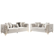 CONTESSA Modern Luxe Upholstered Sofa in Beige Gold Frame Accents