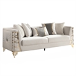 CONTESSA Modern Luxe Upholstered Sofa in Beige Gold Frame Accents