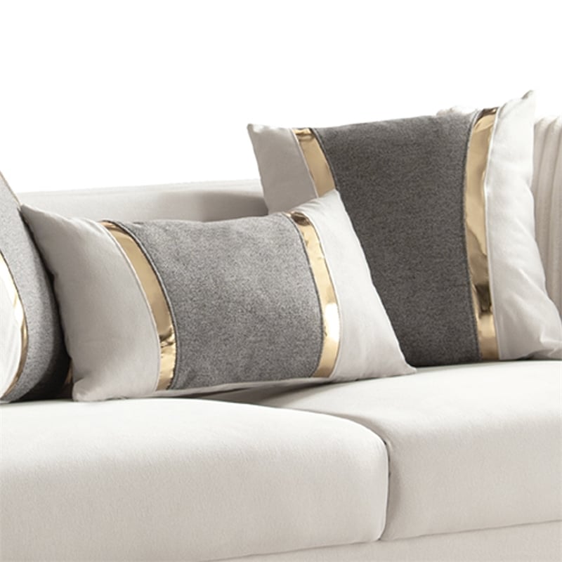 CONTESSA Modern 2 Piece Living Room Set in Beige with Gold Legs