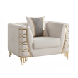 CONTESSA Modern 3 Piece Living Room Set in Beige with Gold Legs