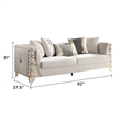CONTESSA Modern 3 Piece Living Room Set in Beige with Gold Legs