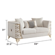 CONTESSA Modern 3 Piece Living Room Set in Beige with Gold Legs