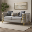 CONTESSA Modern 2 Piece Living Room Set in Gray with Gold Legs