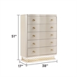 Flora Modern Wood 5 Drawer Chest with Gold Bar Hardware in Champagne