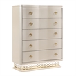Flora Modern Wood 5 Drawer Chest with Gold Bar Hardware in Champagne