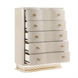 Flora Modern Wood 5 Drawer Chest with Gold Bar Hardware in Champagne