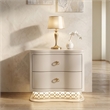 Flora Modern Wood 2 Drawer Nightstand with Gold Bar Hardware in Champagne