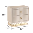 Flora Modern Wood 2 Drawer Nightstand with Gold Bar Hardware in Champagne