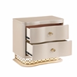 Flora Modern Wood 2 Drawer Nightstand with Gold Bar Hardware in Champagne