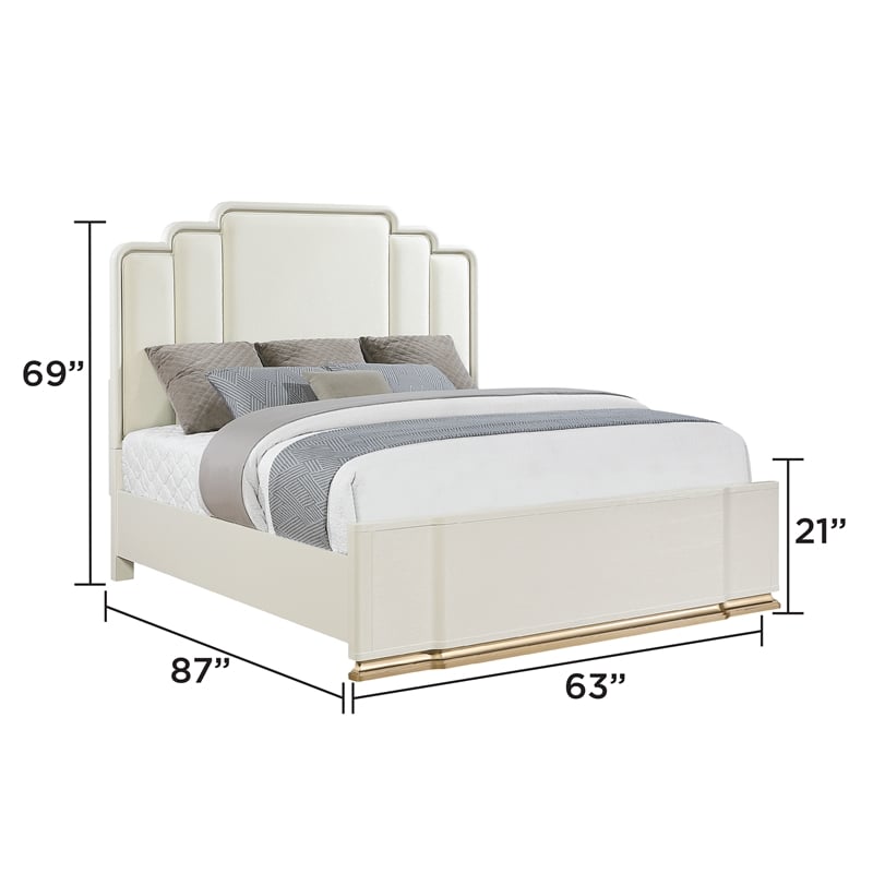 LEXINGTON 4 Piece Queen Modern Bedroom Set with Upholstered Bed in Beige