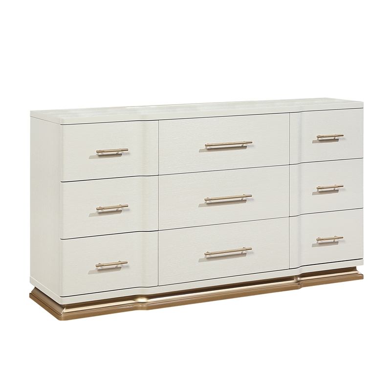 LEXINGTON 4 Piece Queen Modern Bedroom Set with Upholstered Bed in Beige