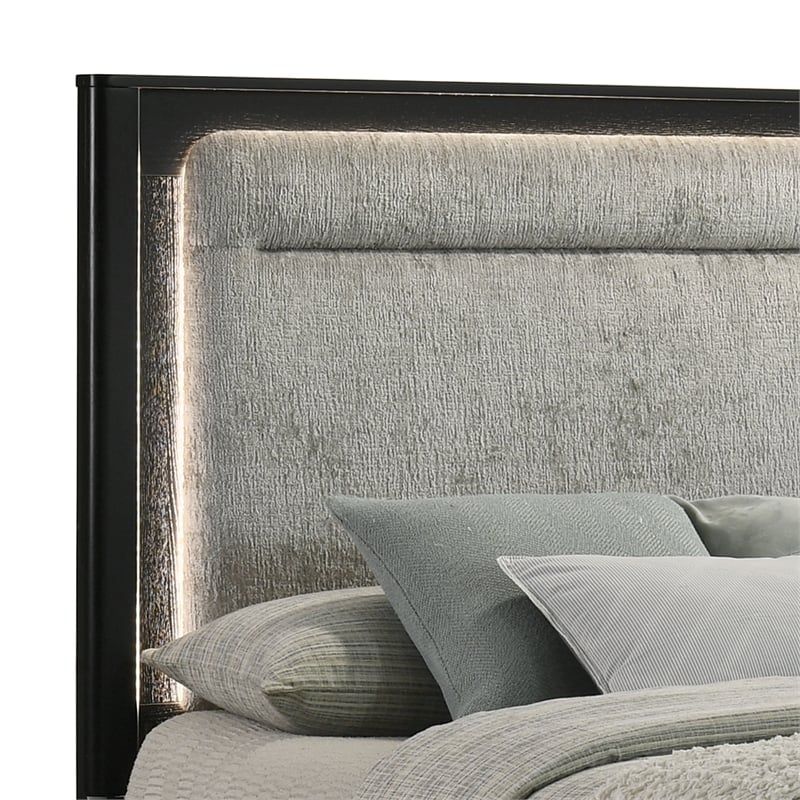 Opel Modern King Storage Bed with LED Headboard in Black