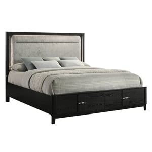 Opel Modern Queen Storage Bed with LED Headboard in Black