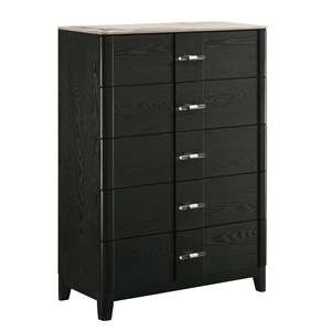 Opel Modern Chest with Sintered Stone Top & Deep Storage Drawers in Black