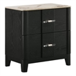 Opel Modern Nightstand with Sintered Stone Top & Smooth Drawer Glides in Black