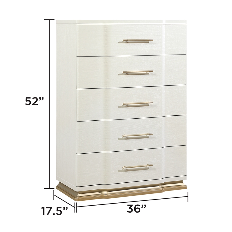 LEXINGTON 5 Piece King Luxury Bedroom Set with Upholstered Bed in Beige