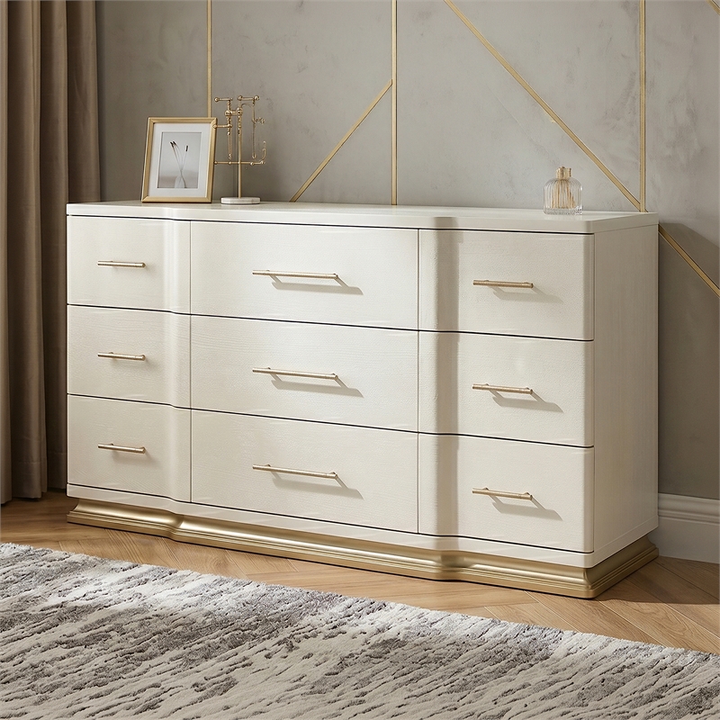 LEXINGTON 5 Piece Queen Luxury Bedroom Set with Upholstered Bed in Beige