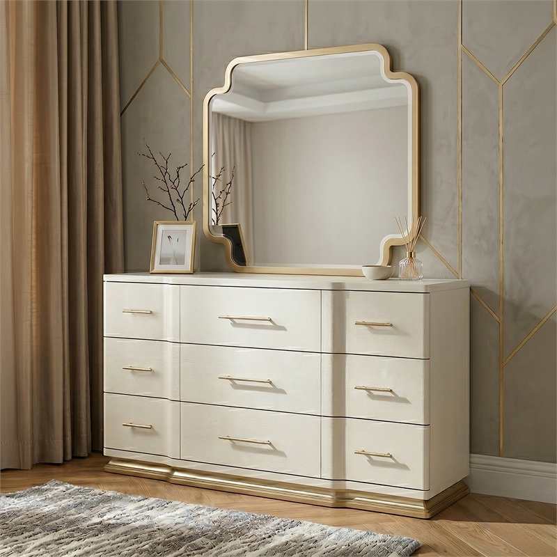 LEXINGTON 5 Piece Queen Luxury Bedroom Set with Upholstered Bed in Beige