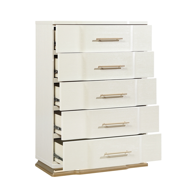 LEXINGTON Modern 5 Drawer Storage Chest in Beige