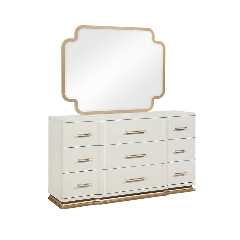 LEXINGTON Modern Framed Bedroom Mirror in Beige