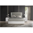 Jazz Modern Upholstered Panel Headboard Queen Platform Bed in White Lacquer