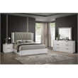 Jazz Modern Upholstered Panel Headboard Queen Platform Bed in White Lacquer