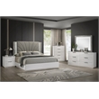 Jazz Modern Upholstered Panel Headboard Queen Platform Bed in White Lacquer