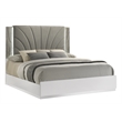 Jazz Modern Upholstered Panel Headboard Queen Platform Bed in White Lacquer